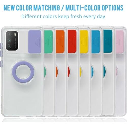 Ring Holder Push-pull Camera Lens Protection Shell For Xiaomi Poco M3 M 3 Pro Litter F3 F 3 2021 Transparent Soft Case Cover