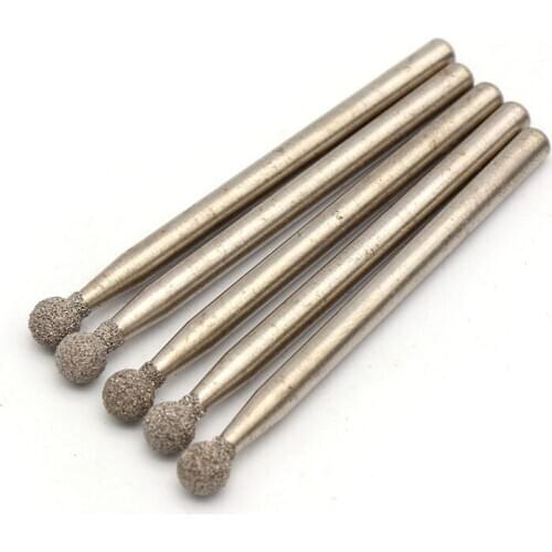 3mm Shank Round Ball Diamond Grind Needle Head Cutter Jade Carve Precision Engrave Rotary Spherical Burr Carving Tools