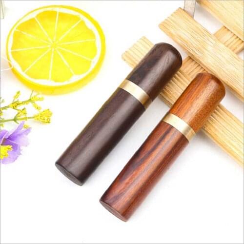 Round Mahogany Exquisite Sandalwood Syringe Barrel Household Needle Storage Stainless Steel Barrel Storage Syringe No Needle