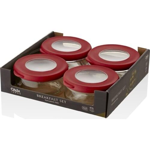 Kitchen Storage Container Box 4 PCs Three-Color Transparent Clamshell Storage Box Quality Elegant Looking Model Red Gray White