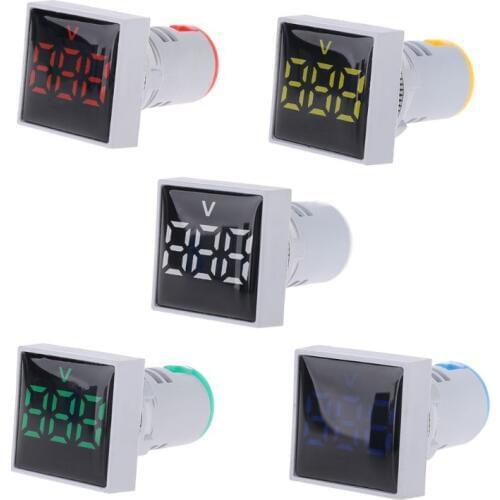 Square Voltmeter AC 20-500V Volt Meter Panel LED Digital Voltage Indicator Light 22mm Vibration AC Frequency:2-80Hz Acceleration
