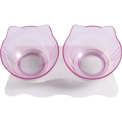 Legendog 1pc Cute Double Pet Food Bowl Plastic Lovely Dog Bowl Pet Feeding Bowl With Stand Pet Feeding Supplies Pet Accessories