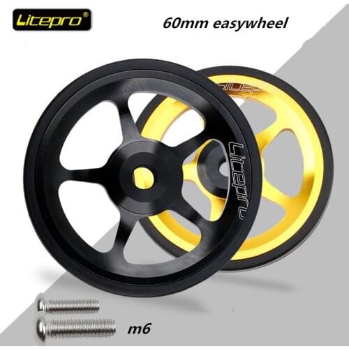60mm diameter easy wheel folding bicycle push wheel for brompton bike m6 screw CNC easywheel 4 colors