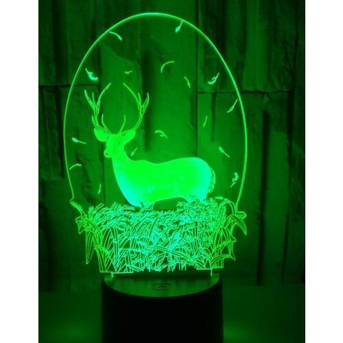 Hot Selling Deer 3d Lamp Seven Colors Touch Led Visual Lighting Decoration Atmosphere Gift Customized 3d Small Table Lamp