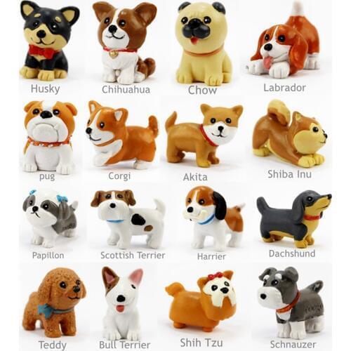 16 Pcs/Set Kawaii resin miniature Puppy mini cartoon Dogs figurines Animal ornaments table decoration Home decor Garden ornament