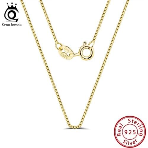 ORSA JEWELS Slim 0.6mm Box Chain Necklace Italy 925 Silver Woman Man Necklace 45cm 18''Long Jewelry Gift Wholesale OSC07