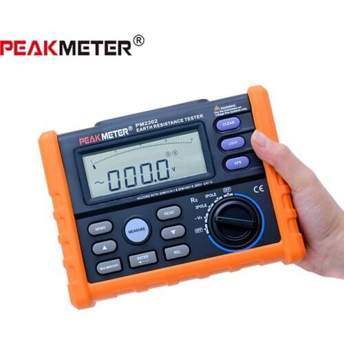 PEAKMETER MS2302 3 Pole Digital Earth Resistance Tester Ground Meter Ohm Voltage Tester Analog Bars Display Data Logge 0~4K ohm