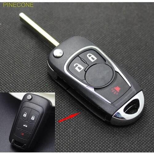 PINECONE for CHEVROLET MALIBU 4 Buttons Smart Key Case Uncut Blank Brass Blade Original Quality Replacement Key Shell 1Pc