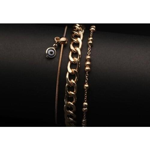 Gold Plated Evil Eye Beads Figurative Design Luck Wristband