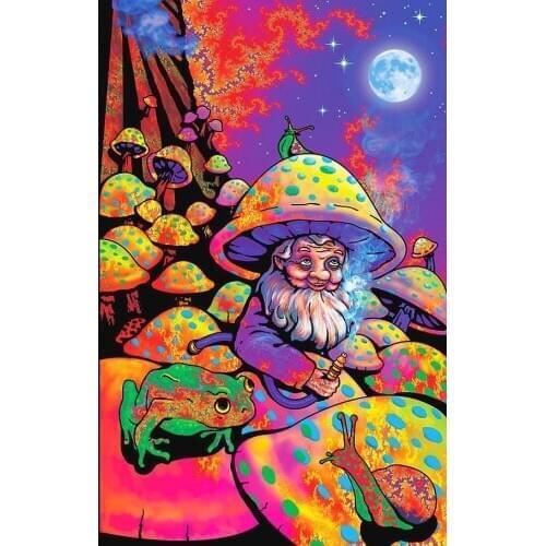 Psychedelic King Mushroom Magic Trippy Groovy Hippy Silk Poster Wall Sticker Decoration Gift