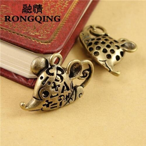 RONGQING 20pcs/lot 30*20MM mouse letter antique alloy charm pendant Charms fit Bracelets & Necklaces DIY Jewelry