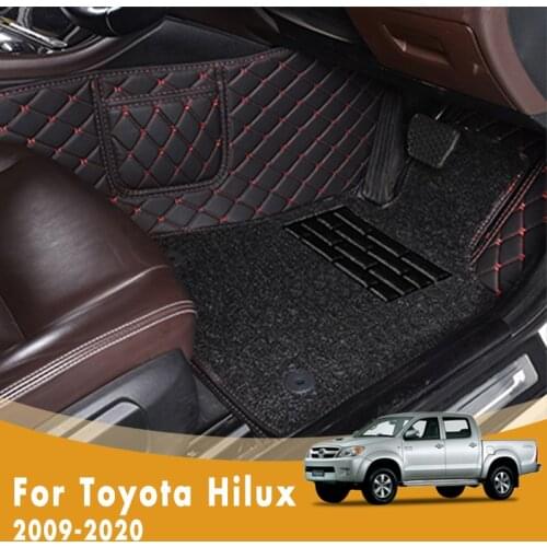 RHD Luxury Double Layer Wire Loop Car Floor Mats For Toyota Hilux 2020 2019 2018 2017 2016 2015 2014 2013 2012 2011 2010 2009