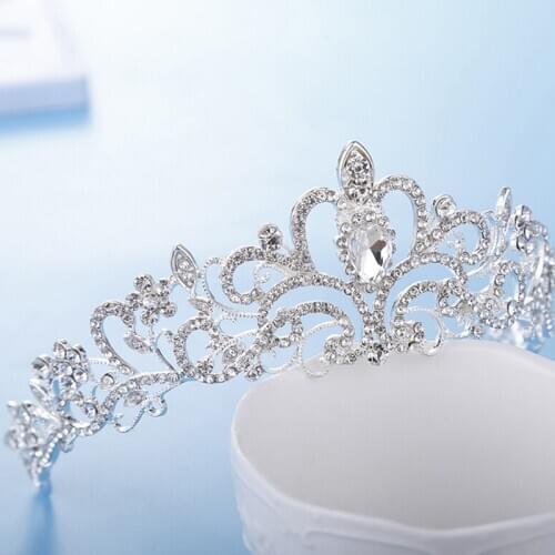 Bridal Crystal Rhinestone Tiara And Crowns Hair Band Women Princess Crown Headband Jewelry Silver Hair Accessories Wedding