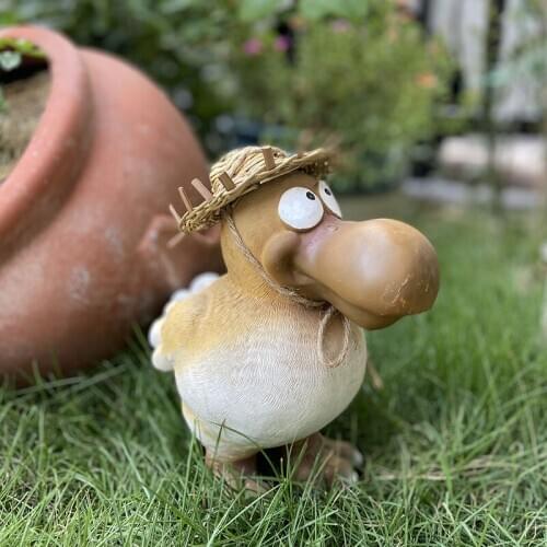 Duck Ornaments Resin Artificial Duck Garden Sculpture Animal Statue Couple Decoration Simulation Pond Decor Landscape Craft Gift