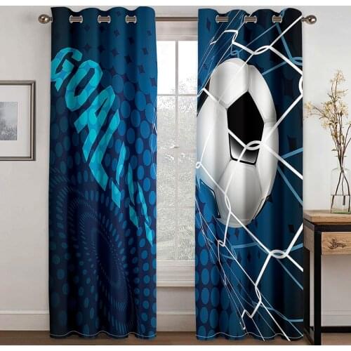 Football Letter Printing Curtain Living Room Bedroom Curtain Home Decoration Curtain Boys Necessary Waterproof Material Curtain