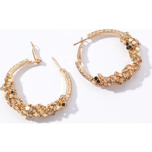 2 Colors New Fashion jewelry Personalized wild trend temperament earrings Crystal from Swarovskis Women and female