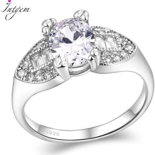 AAA Shine White CZ 6x8MM Oval Gemstone Rings for Women 925 Sterling Silver Ring Diamond Wedding Engagement Rings Gifts Jewelry