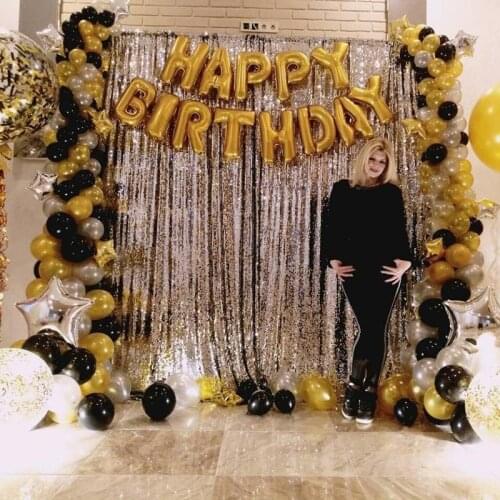 35*120cm Gold Foil Fringe Curtain Tinsel String Shiny Shimmer Tassel Wedding Birthday Wall Door Decoration Photo Booth Backdrop