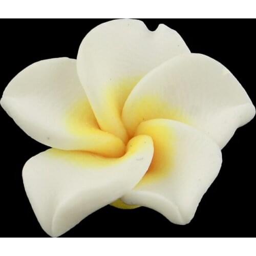 10pcs/lot Handmade Polymer Clay 3D Flower Plumeria Beads White 5-Petals Flower Beads for Jewelry Making DIY 30x11mm Hole:2mm