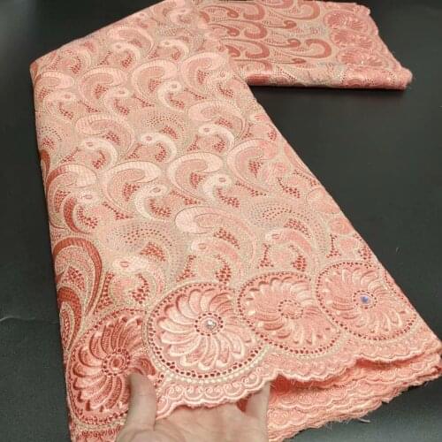 100%Cotton Dry Embroidery African Lace Fabric 2021 High Quality Swiss Voile Lace Dubai Fabric Nigerian Tulle Lace 5Yards