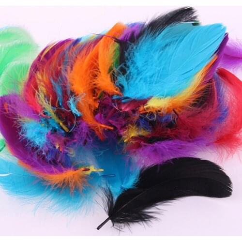 100Pcs Fluffy DIY Feathers Craft Kit Colorful Improve Hands-on Ability Natural Plumes for Kindergarten