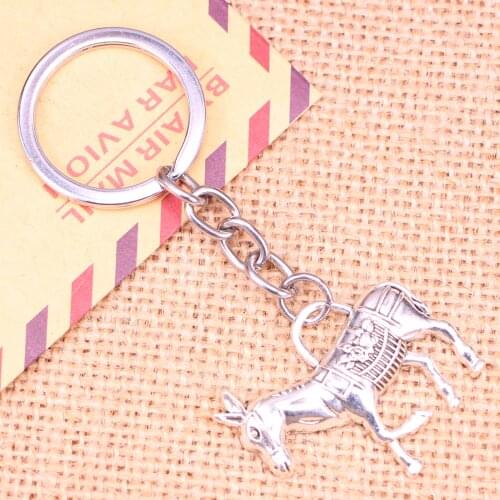 20pcs New Fashion Keychain 33*30 mm donkey burro Pendants DIY Men Jewelry Car Key Chain Ring Holder Souvenir For Gift