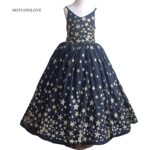 2019 Pageant Dresses For Girls Prom Dresses With Embroidery Stars Communion Dress Ball Gown Childrens Birthday Party Dresses