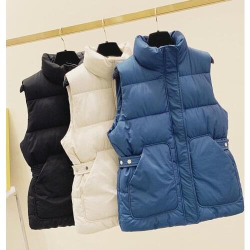 2021 Womens Down Cotton Body Warm Vest Coat Winter New Ladies Casual Waistcoat Female Sleeveless Long Vest Jacket Slim