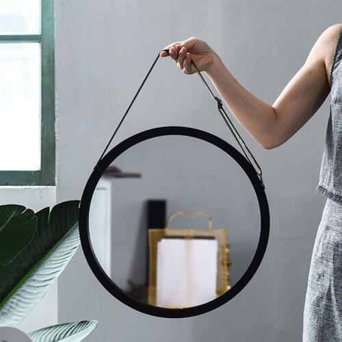 38.3x38.3cm Round Hanging Makeup Mirror With Loop Modern Style Bathroom Wall Hanging Mirror Makeup Mirror For Home Salon Hotel