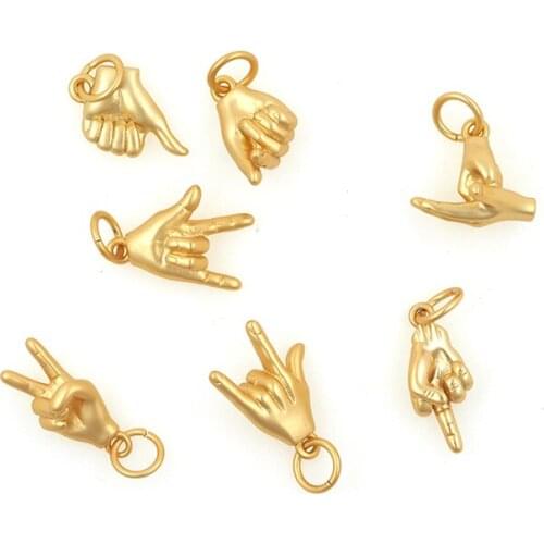 3D Gesture Pendant Gesture Charms Hand Necklace For DIY Earring Bracelet Jewelry Making