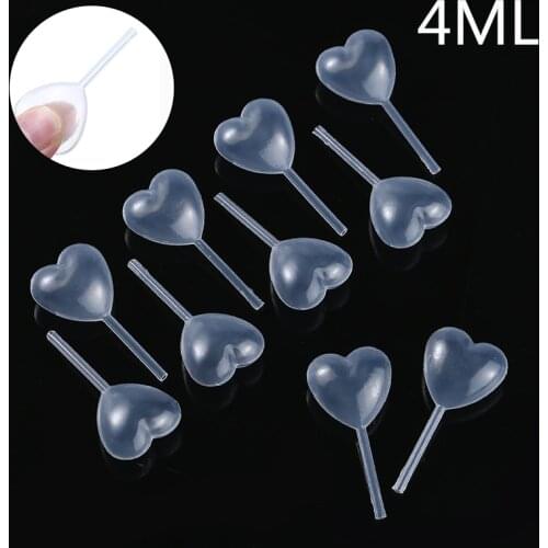 50pcs Heart Shaped 4ml Transfer Liquid Oils Pipettes Plastic Squeeze Eye Dropper for Jewelry Making Lab Hygiene Supplies