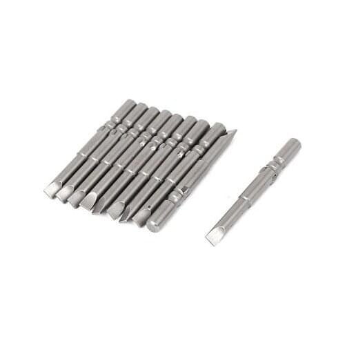 6mm Round Shank 5mm Tip Electric Magnetic Slotted Screwdriver Bits 10pcs