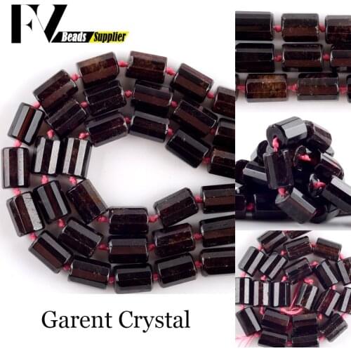 AAA Natural Dark Red Faceted Garnet Stone Beads Tube Shape Loose Spacer Beads For Jewelry Making Diy Bracelet Necklace 11*15mm