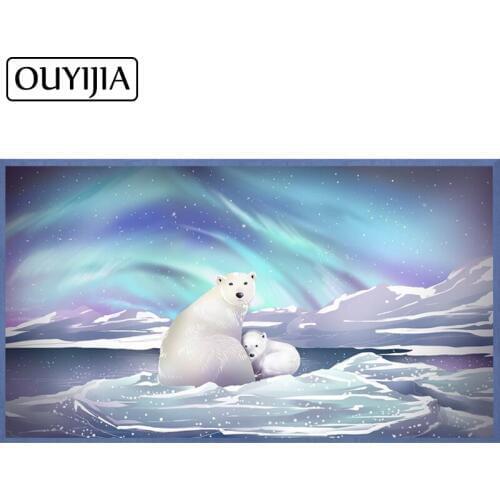 OUYIJIA 5D DIY Polar Bear Diamond Painting Oil Bear Home Decoration Cross Stitch Mosaic Animals Rhinestone Diamond Embroidery