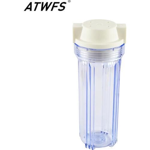 ATWFS 10" Water Filter Housing 1/4" or 1/2'' Ports Clear Bowl for Undersink / Reverse Osmosis Water Purifier Aquarium