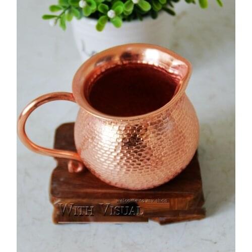 Handmade Pure Copper Cup Thick with Handle Kungfu Boiled Tea High Grade Gift