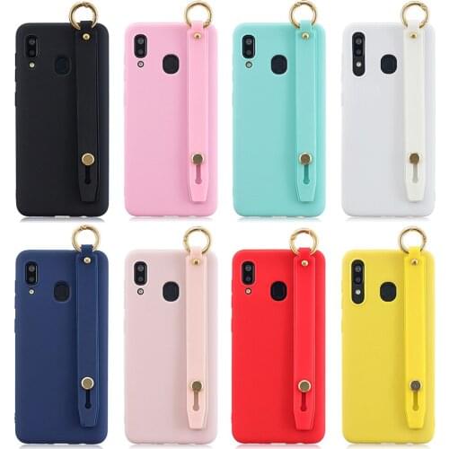 Wristband Phone Case for Samsung A21S A51 A71 A30 A11 A10S A20E A40 A50 A60 A70 Cases Candy Color Bracket Soft Silicone Cover
