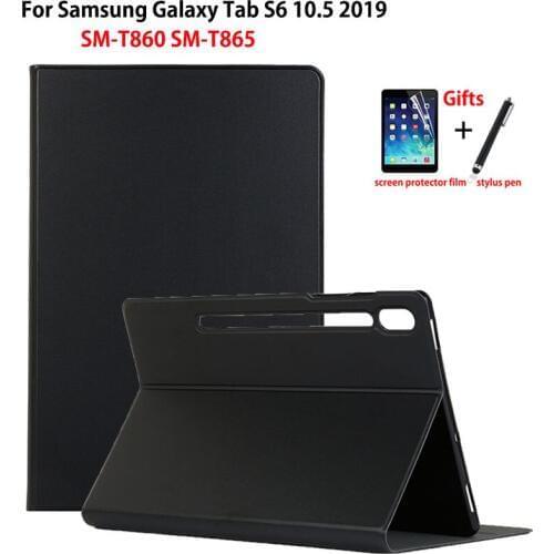Case For Samsung Galaxy Tab S6 10.5 SM-T860 SM-T865 T860 2019 10.5" Smart Cover Funda Awake-Sleep Soft Back Stand Shell +Gift