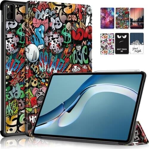 Colorful printed case For Huawei MatePad Pro 12.6 inch 2021 WGR-W09 WGR-W19 WGR-AN19 Slim Magnetic Flip Stand PU leather Cover
