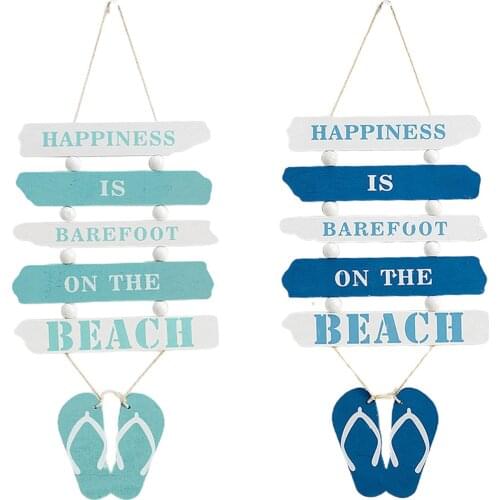 Wood Wall Plaque Slipper 19.5x47cm Bar Cafe Wall Sign Sandals Craft Ornament