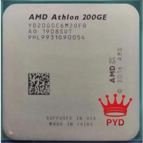 AMD Athlon 200GE X2 200GE 3.2GHz Dual-Core Quad-Thread CPU Processor YD200GC6M2OFB YD20GGC6M20FB Socket AM4