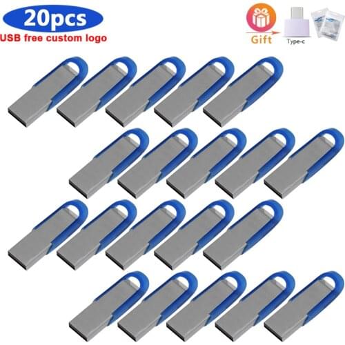 20pcs/lot free Custom logo USB Flash Drive 64GB 32GB 16GB 8GB 4GB Pen Drive USB 2.0 Memory Stick U Disk Waterproof usb flash