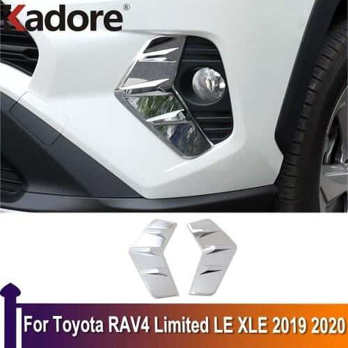 For Toyota RAV4 RAV 4 Limited LE XLE 2019 2020 Chrome Front Foglight Eyebrow Strips Trim Fog Light Lamp Eyelids car decoration
