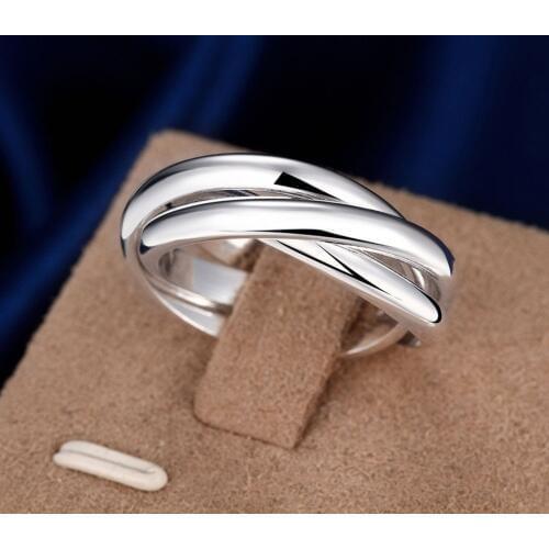 Womens silver rings, fashion Silver wedding engagement Jewelry Three layer size 5-10 Unisex ring for men R167