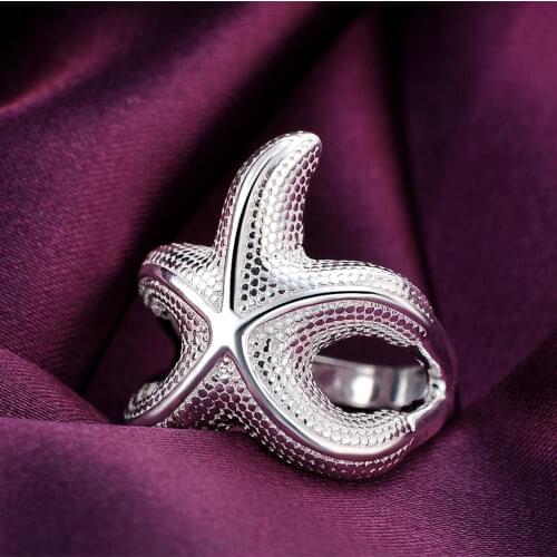 New 925 Sterling Silver Rings For Women fine Big starfish Fashion Party Gifts Girl student luxury Charm wedding Jewelry
