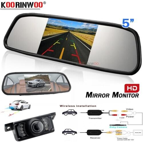 Koorinwoo Car Monitor Mirror 5 Inch Monitor rear view camera Night Vision 2 Video Input For Reversing Camera Parking Assistance