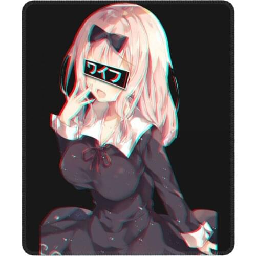 Chika Fujiwara The Hot Waifu Mouse Pad Anime Kaguya-sama Love Is War with Locking Edge Mat Pads Rubber Gamer Computer Laptop Pad