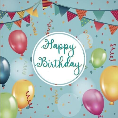 Colorful Balloon and Green Happy Birthday Backdrop Holiday Photography Background Celebration Photo Booth Studio Decor