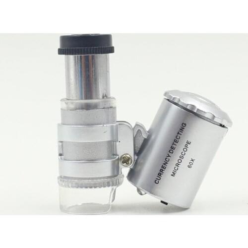 Multifunctional Mini Portable Size 60X Handheld Microscope Loupe Currency Detecting with LED and UV Light