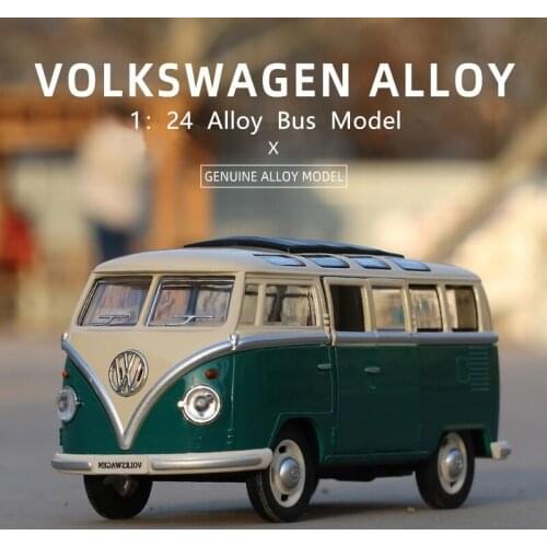 1/24 Volkswagen T1 Alloy BUS Car Model Diecasts & Toy Vehicles Car Metal Model Collection Sound and light Lovely Car Girls Gift